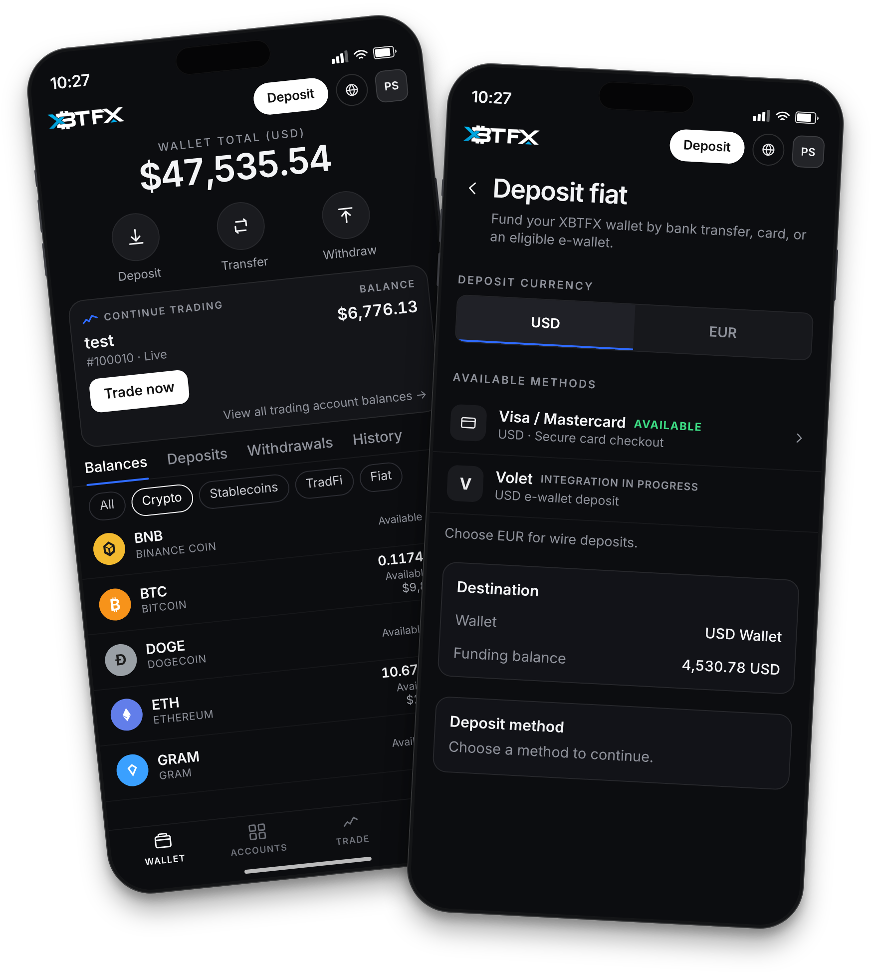 Deposit & Withdrawal Methods